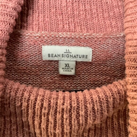 L.L.Bean Signature Turtleneck Sweater Women Size XL Cotton Linen Blend Pink - Picture 2 of 6